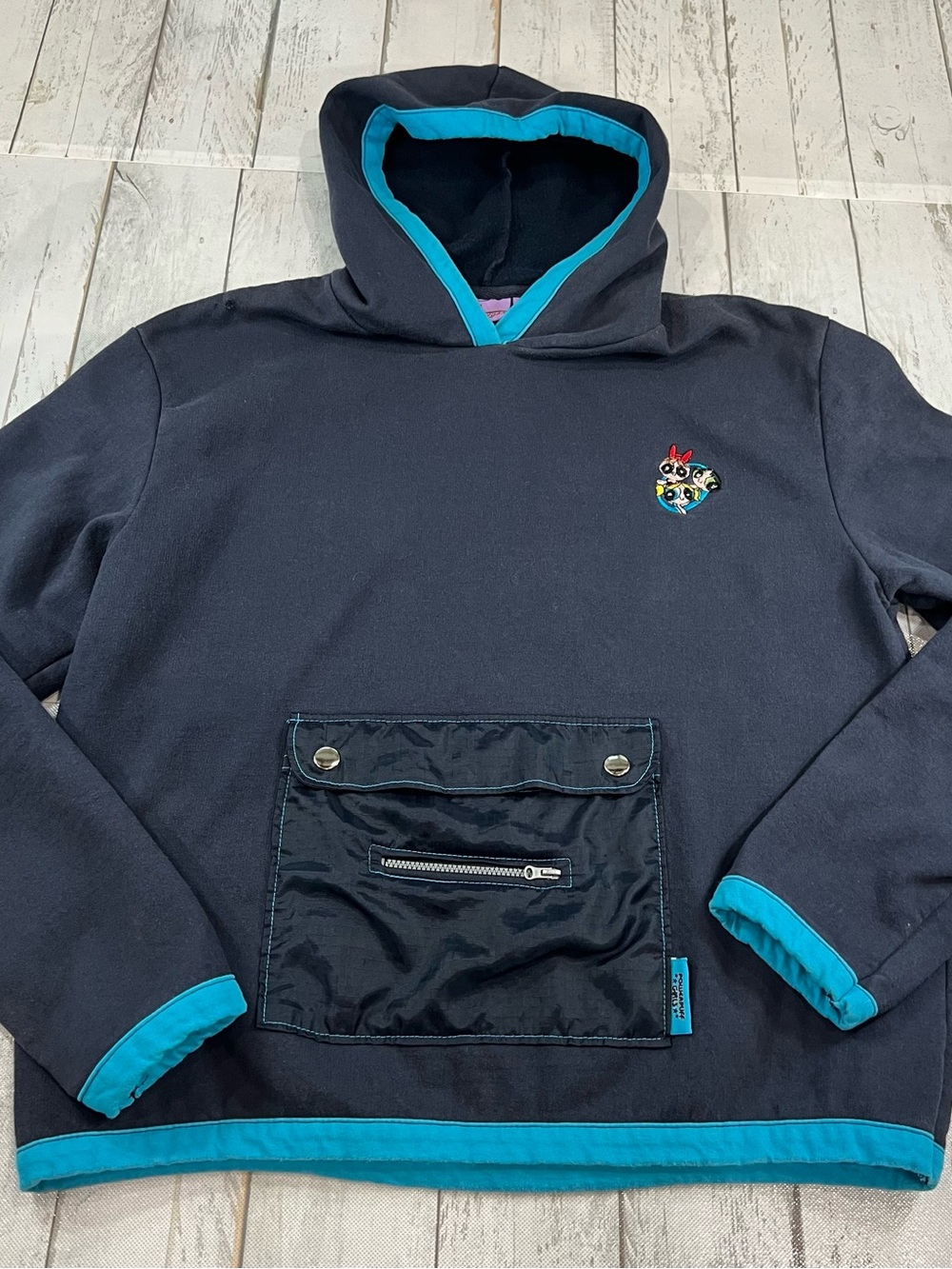 Cartoon Network vintage The Powerpuff Girls embroidered utility pullover hoodie